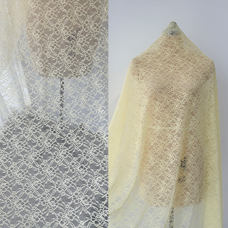 Tejido de encaje elástico de poliamonio primavera y verano, chaqueta de encaje, ropa, vestido, tela multicolor en stock