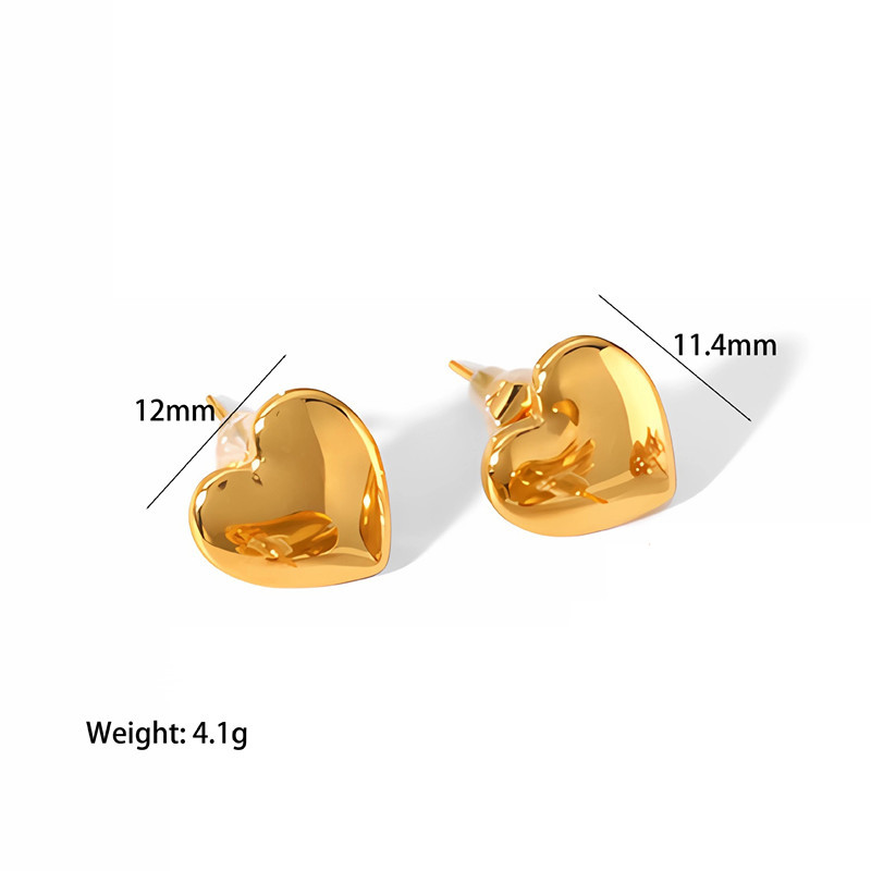 7g Weight PVD Coated Gold Plating Process 1 Pair Simple Style Heart Shape Plating Stainless Steel Drop Earrings Ear Studs