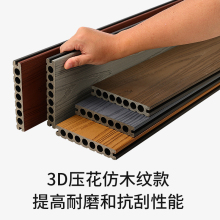 柚木色塑木地板户外定制跨境二代共挤庭院花园灰色塑木地板批发