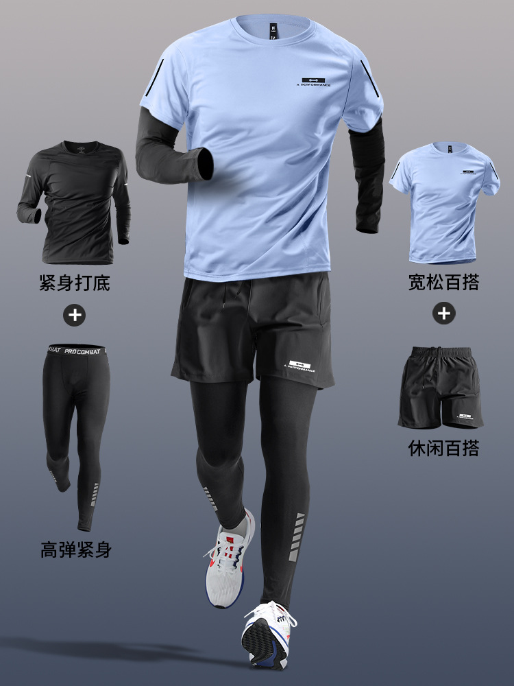 Trajes deportivos para hombres ropa de fitness para correr ropa de carreras de la mañana entrenamiento de bicicleta ropa de secado apretada nueva primavera