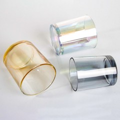 New product 200ml ion plated colorful glass candle cup thickened colorful aromatherapy candle glass cup candlestick empty cup