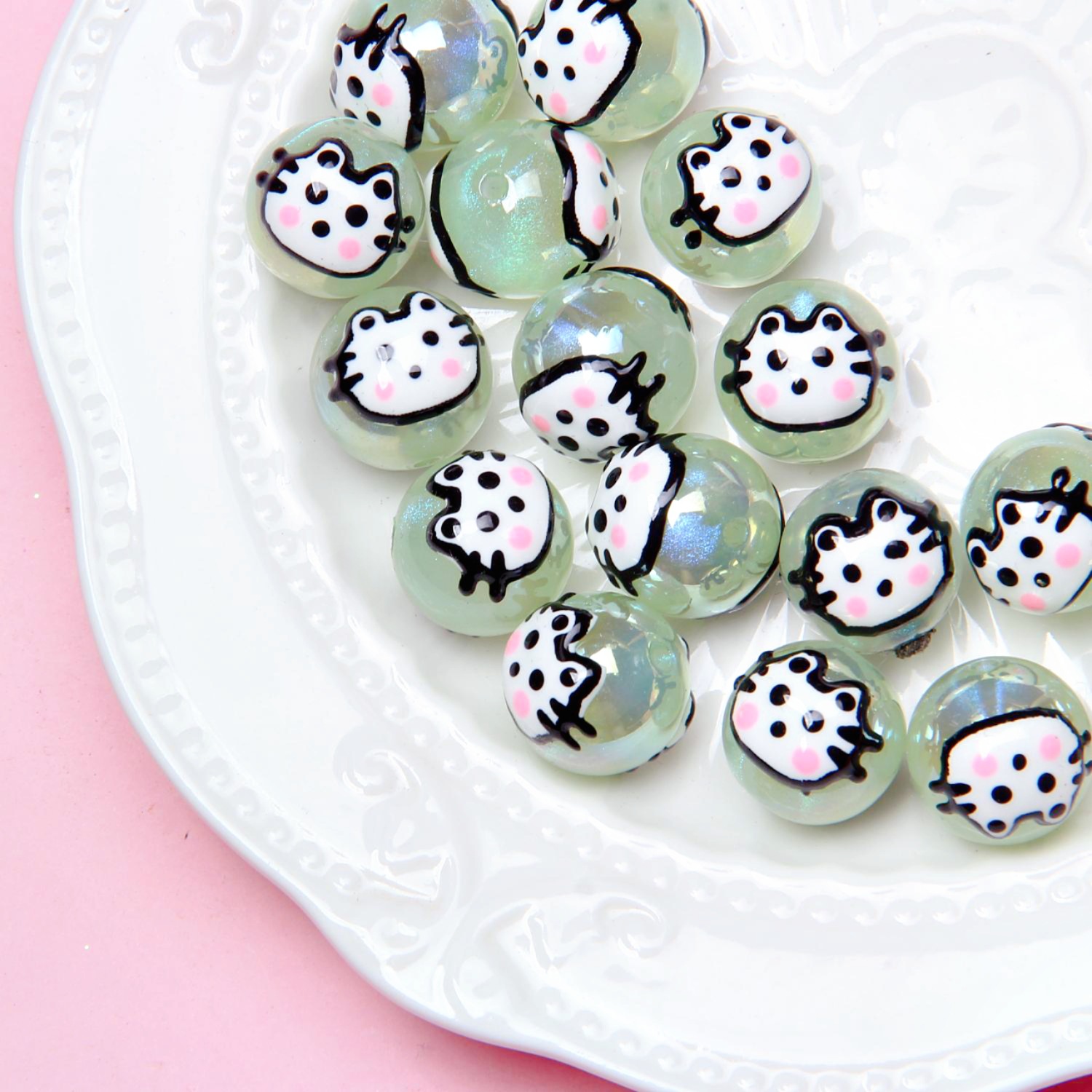 Lindo dibujos animados pintados a mano con cuentas accesorios de bricolaje coche colgante Cadena de teléfono móvil pulsera collar accesorios de joyería al por mayor