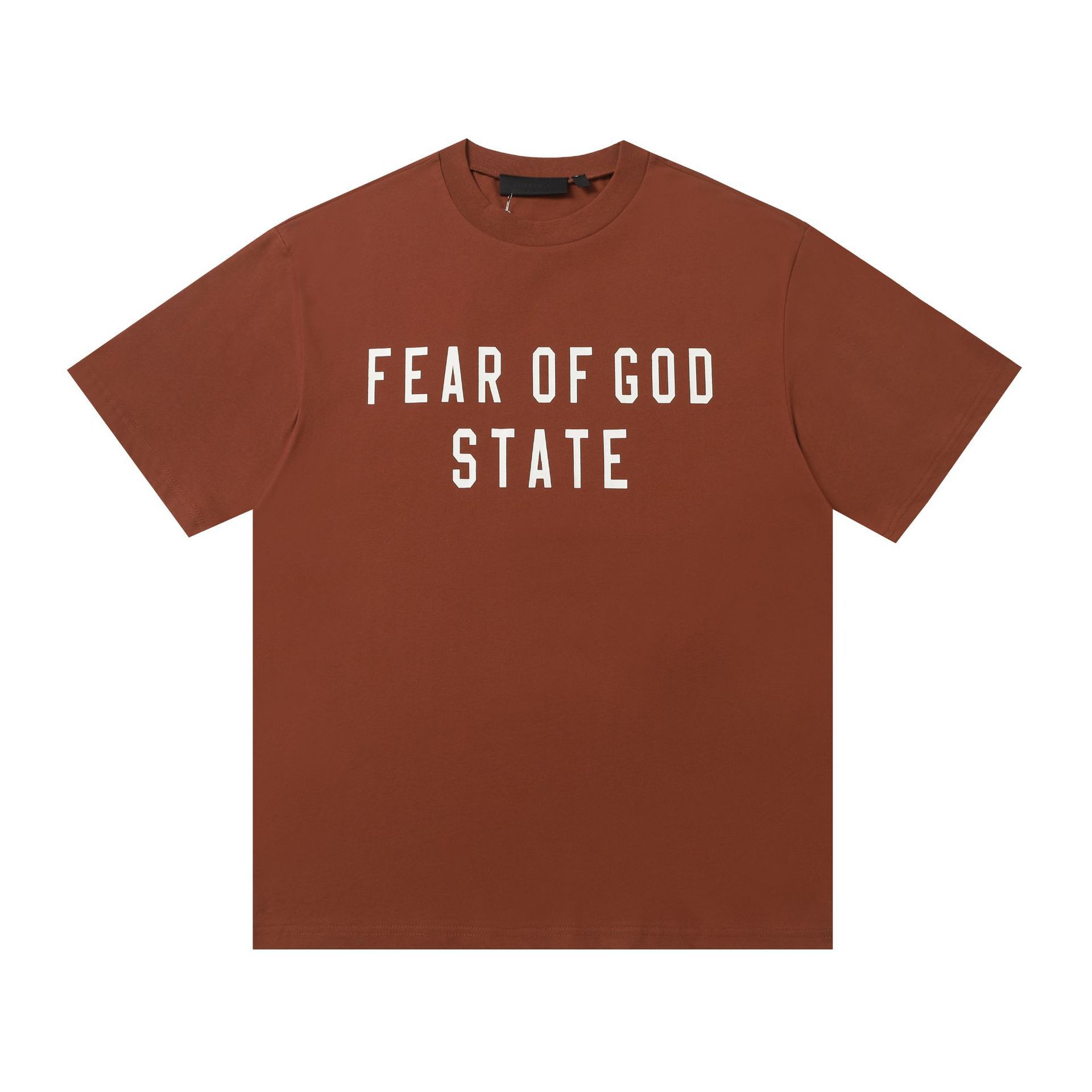 Una pieza de la marca de moda FOG de doble línea ESSENTIALS letra con lema impreso camiseta de manga corta para hombres y mujeres media manga en la calle