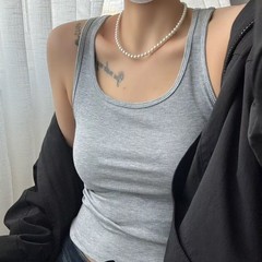 經典衣架款時尚螺紋棉工字背固定杯背心舒適百搭透氣柔軟6611