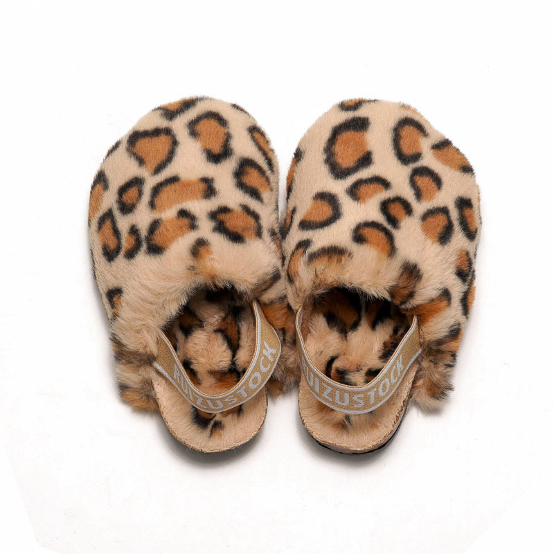 RUIZUSTOCK Autumn Winter Parent-Child Children's Cork Cotton Shoes Girls' Furry Boys' Fleece-Lined Warm Sandals_vogvips.com