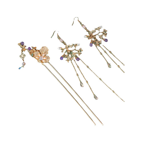 Changyue Jinming Little Fox Pianran same style hairpin literary retro flower tassel hairpin ancient style Hanfu hair accessories for women