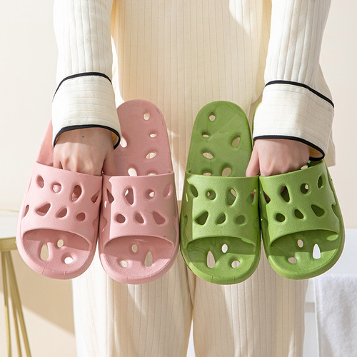 PVC material home sandals and slippers leaking feeling couple outer wear women's summer men's summer bathroom bathing soft bottom home