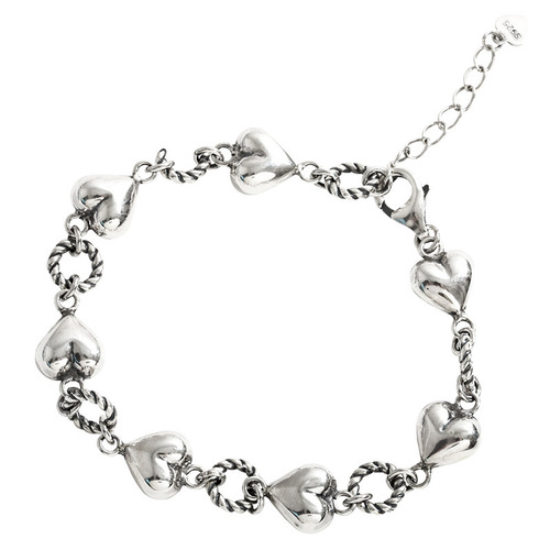 Vintage heart fringe bracelet for women, INS-style niche design, exquisite cold breeze style, 925 pure silver, light luxury, high-end jewelry.