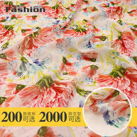 XR77-8455雪纺花朵韩式清新花朵印花布数码 春夏女装衬衫裙子面料
