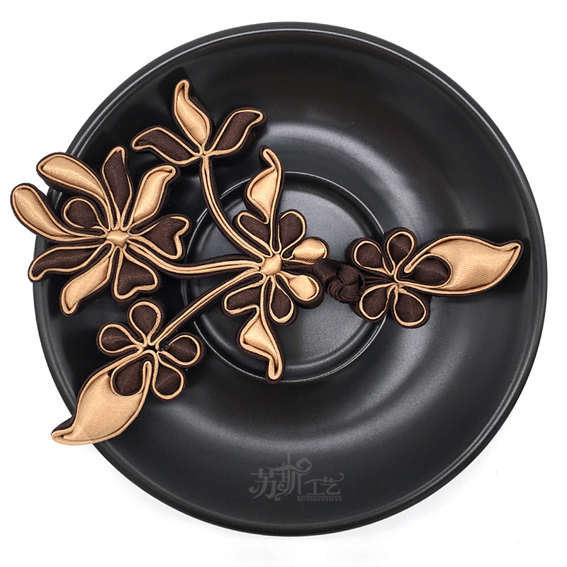 苏斯纽扣定型加铜丝古装改良旗袍124D纳兰花丛夹塞棉手 工盘扣|ms