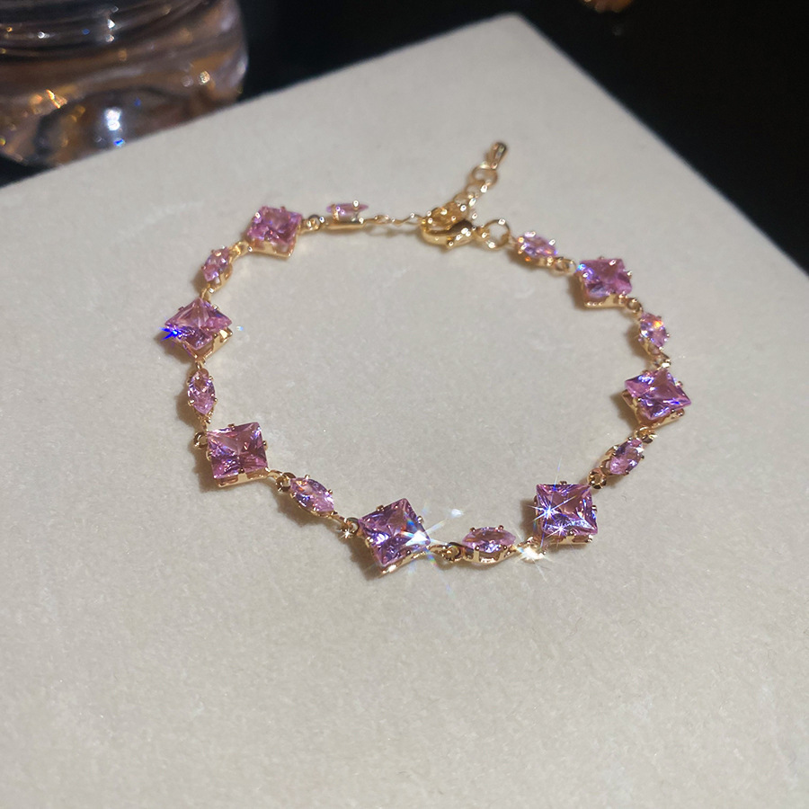 Pulsera de flores cuadrada geométrica de piedra de silicio lujosa pulsera de alta calidad temperamento exquisito personalidad joyas al por mayor