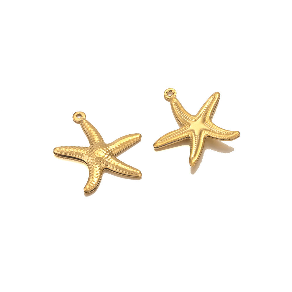 20 PCS/Package Quantity 304 Stainless Steel Material 20 PCS/Package 13 * 14mm Diameter 17mm 22mm 304 Stainless Steel PVD Coated Real Gold Plated Starfish Shell Polished Pendant DIY Jewelry Accessories