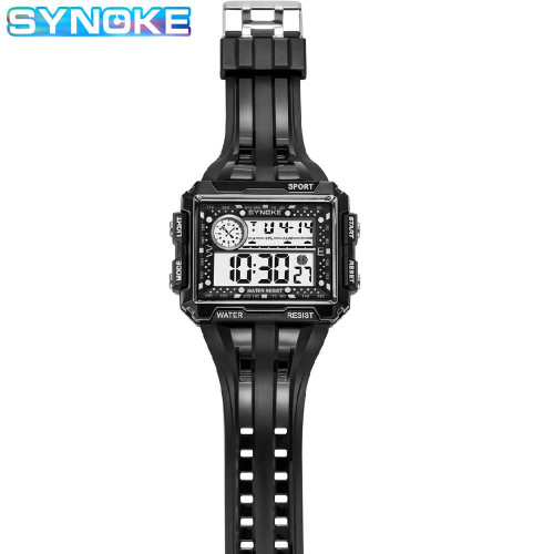 New rectangular large screen display sports electronic watch men's luminous waterproof multifunctional outdoor sports watch