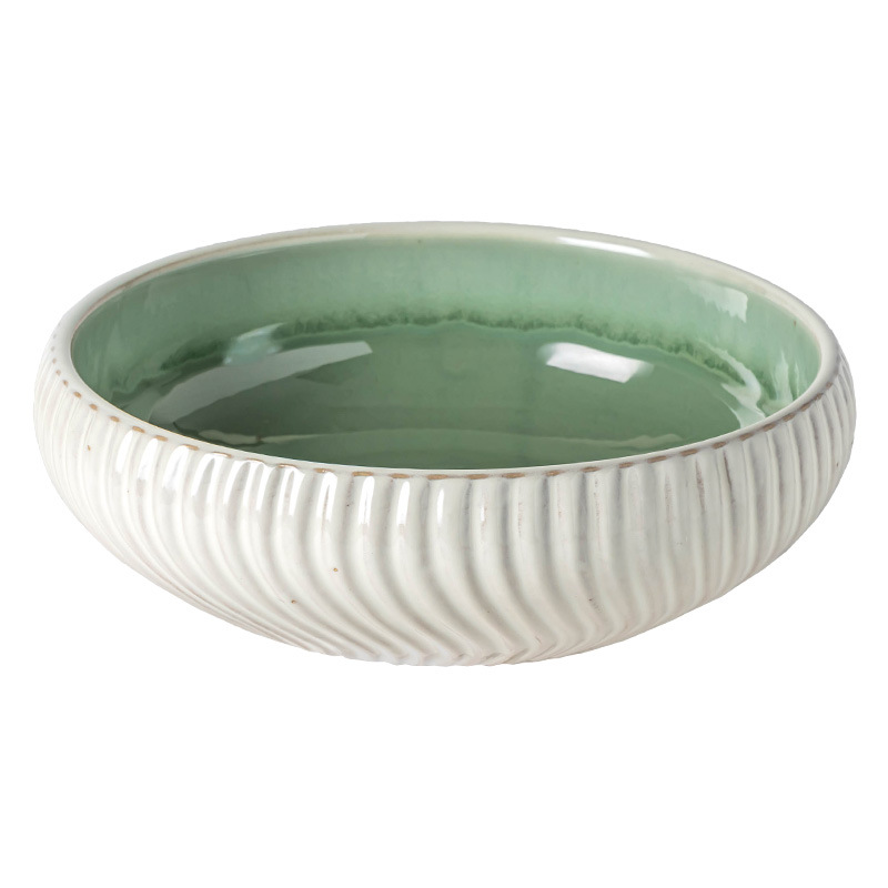 Tacos de cerámica en relieve gruesos prácticos, platos retro domésticos, tazones de verduras, tazones de sopa de gran capacidad, tazones de frutas