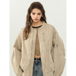 American Style Retro Zipper Trim Baseball Suit Top Loose Trendy Brand High Street Functional Outdoor Couple Jacket Coat Women
