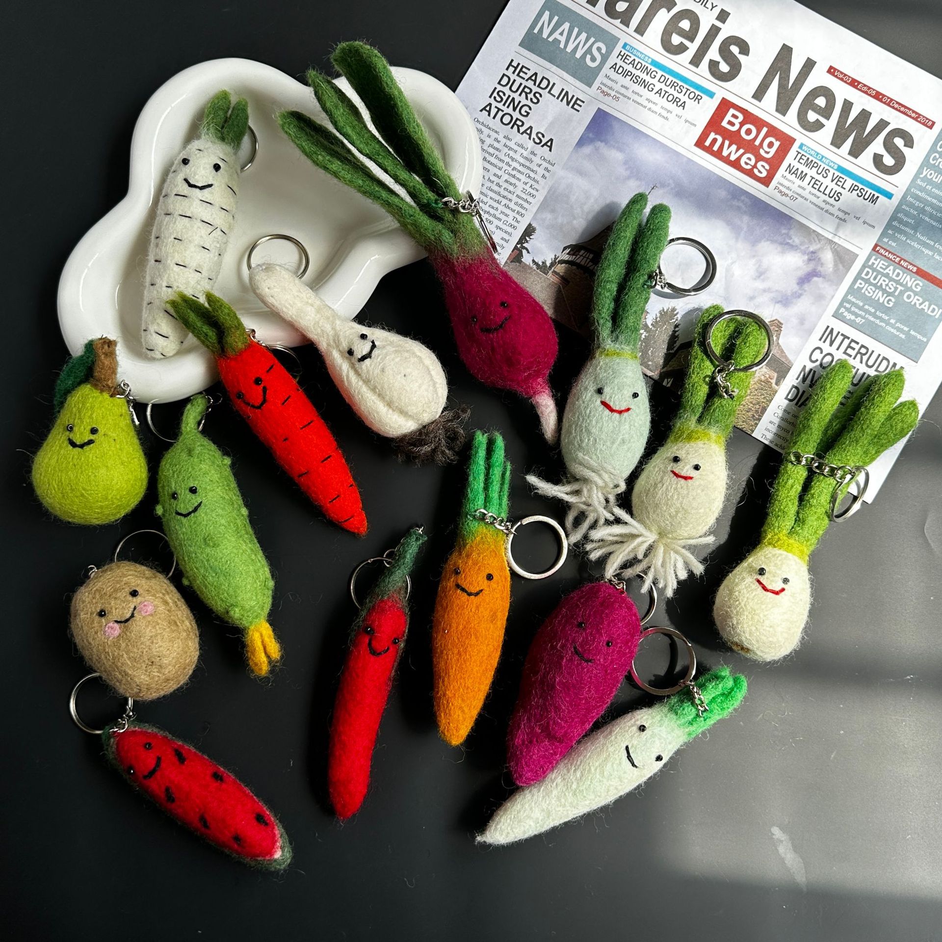 100g Weight Bag Pendant, Keychain Classification 1 Piece Quantity Holiday, Daily Occasion wool felt Material Fruit, Vegetable Pattern Cute Style 1 Piece Cute Fruit Vegetable Wool Felt Bag Pendant Keychain 10