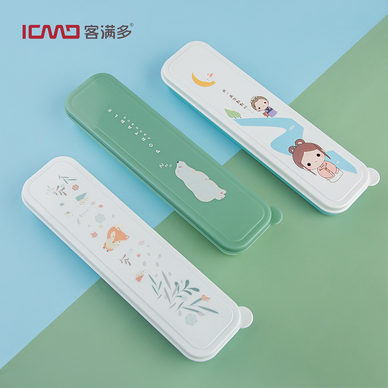 Man Duo Portable Tableware Set Children's School Travel Fashion Cartoon Portable Set Factory Outlet