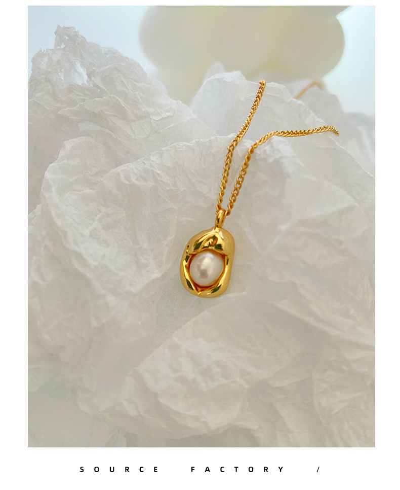 Simple Style Solid Color Pearl Copper Chain Inlay Artificial Pearls Pendant Necklace 1 Piece