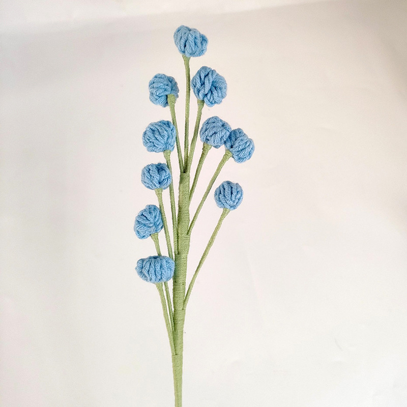 Ramo de flores eternas tejidas a mano multicolor acabado flor falsa Ramo de frutas pequeñas tejidas a todo fósforo de lana con hierba