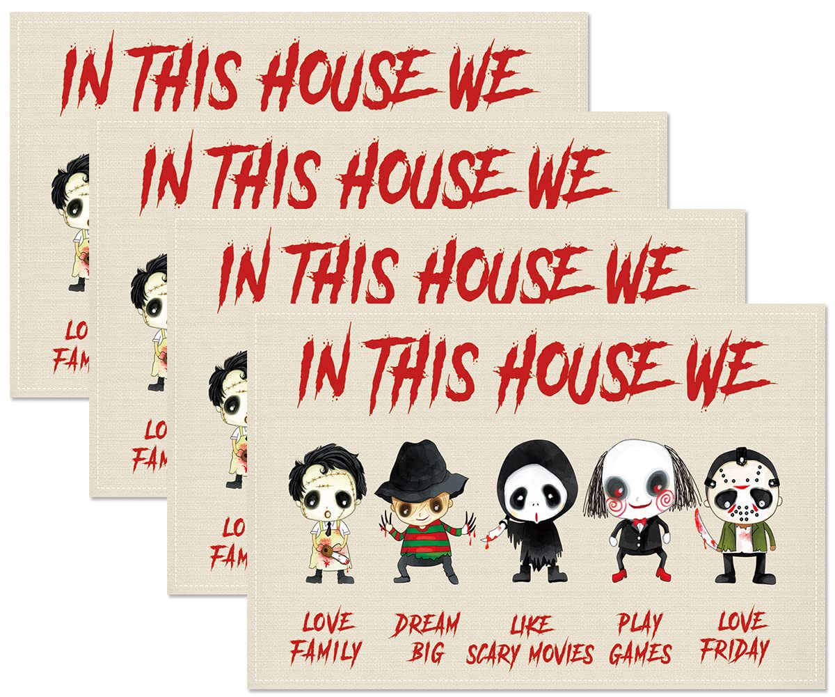 Halloween placemat Navidad noche horror Lino impreso Montaña Rusa occidental restaurante vacaciones decoración del hogar lavable