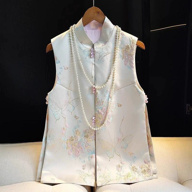 Национальный стиль жилет новый китайский жилет женский ретро улучшенный костюм Tang 2025 модный новый национальный стиль оригинальный топ