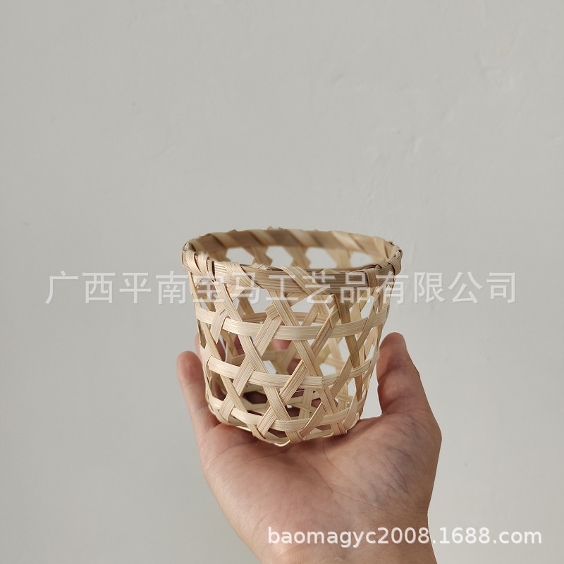 工厂竹篓喜糖糖果篮奶茶杯冰激凌竹编织装饰杯DIY民间工天然竹编-阿里巴巴