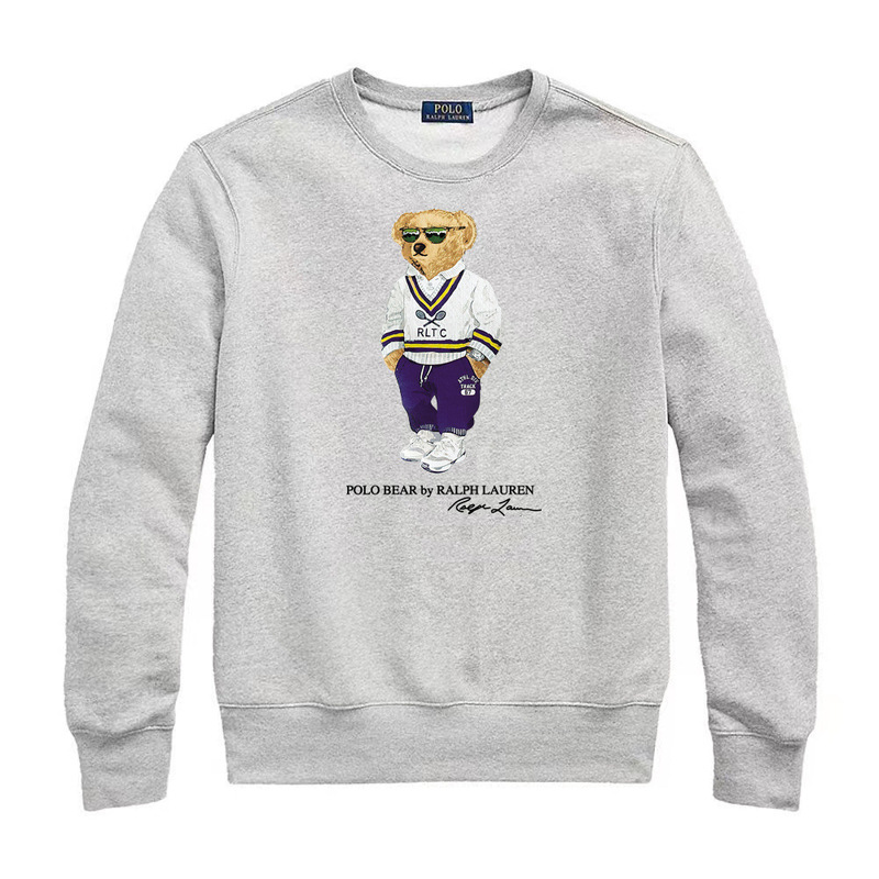 2025 New Autumn and Winter Polo Pure Cotton Terry Crew Neck Pullover Warm Men's Sweatshirt with Bear Print