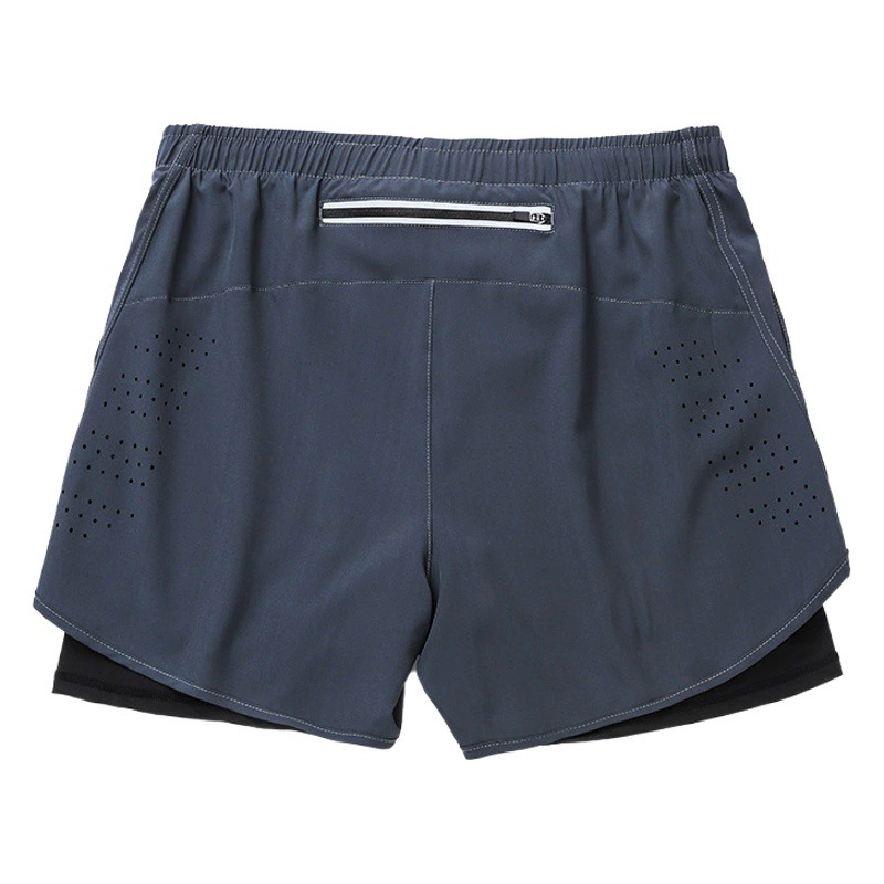 Летние спортивные шорты, мужские быстросохнущие дышащие двухслойные антибеговые искусственные двухкомпонентные тренировочные штаны с тремя точками, шорты для фитнеса и бега