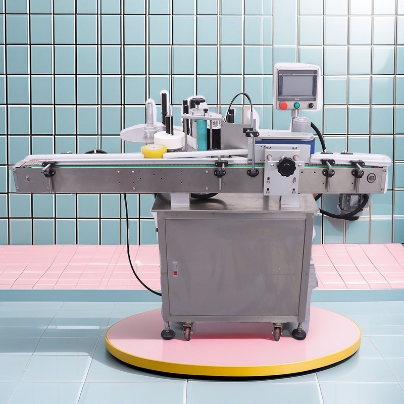 小型农药瓶维生素喷雾剂圆瓶贴标机打码贴标二合一智能圆瓶贴标机