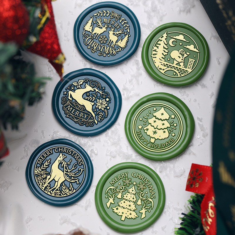 2024 Original New Christmas Series Fire Paint Seal Head Snowman Snowflake Elk Copper Head Holiday Gift