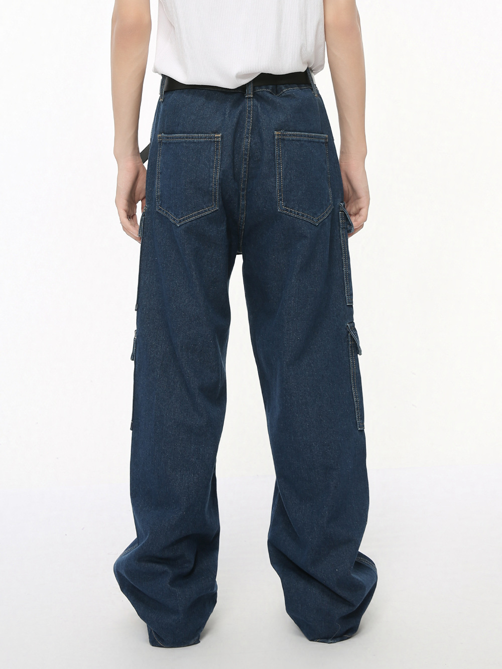 MTLCLOTHES Hombres| 2024 otoño nuevos productos de moda retro de bolsillo de piernas anchas jeans casuales