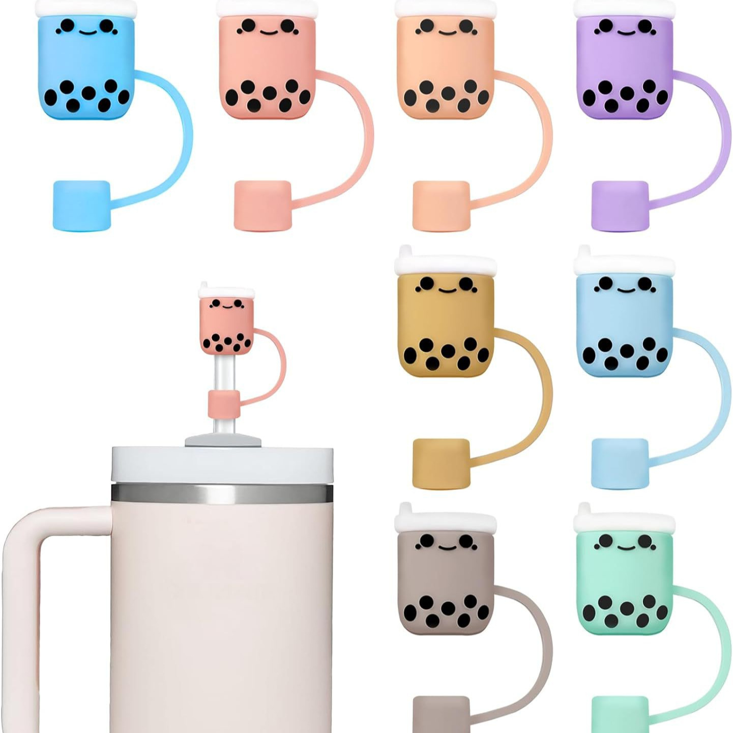 Amazon Pearl Cup 10mm Straw Sleeve Silicone Adapter for Stanley Cup Straw Lid Cap Leak-Proof Plug