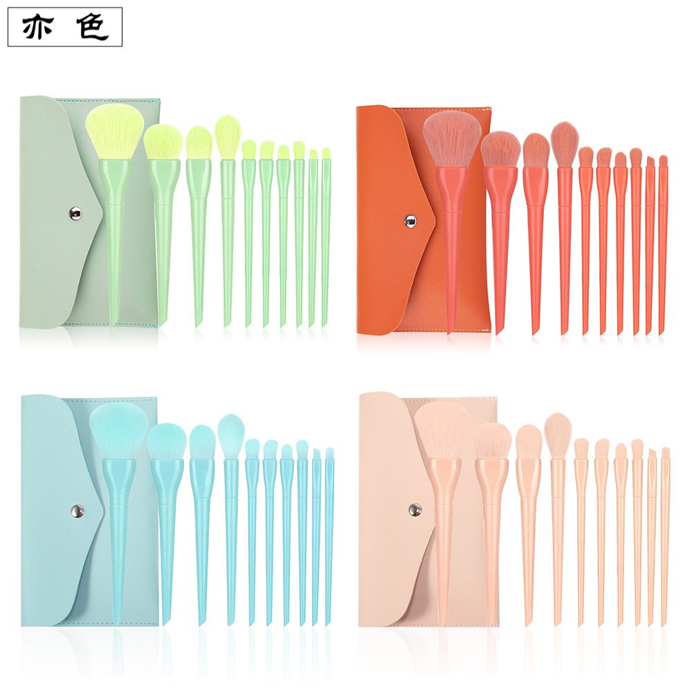 direct deal 10 candy Cosmetic brush suit Soft fur beginner full set Makeup tool new pattern