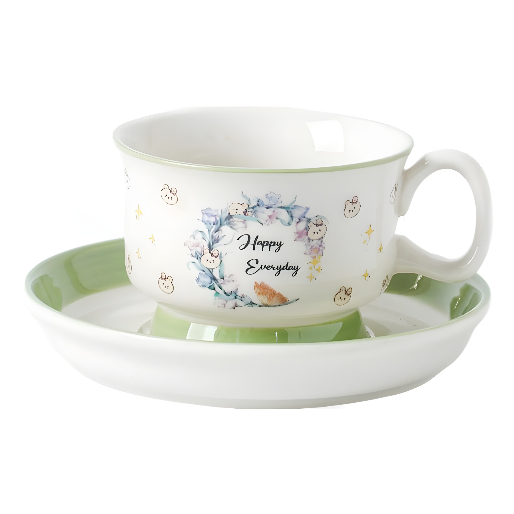 Tazas de café medievales finlandesas pintadas a mano marrón de cerámica tazas de latte tazas de cerámica platos caja de regalo