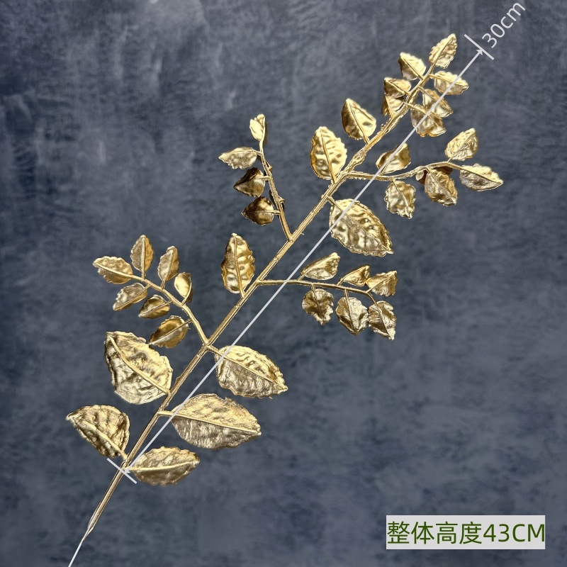 Flor artificial de oro solo tenedor fruta roja eucalipto ginkgo hoja gran amor Hortensia de madera Año Nuevo bendición cubo arreglo floral adornos