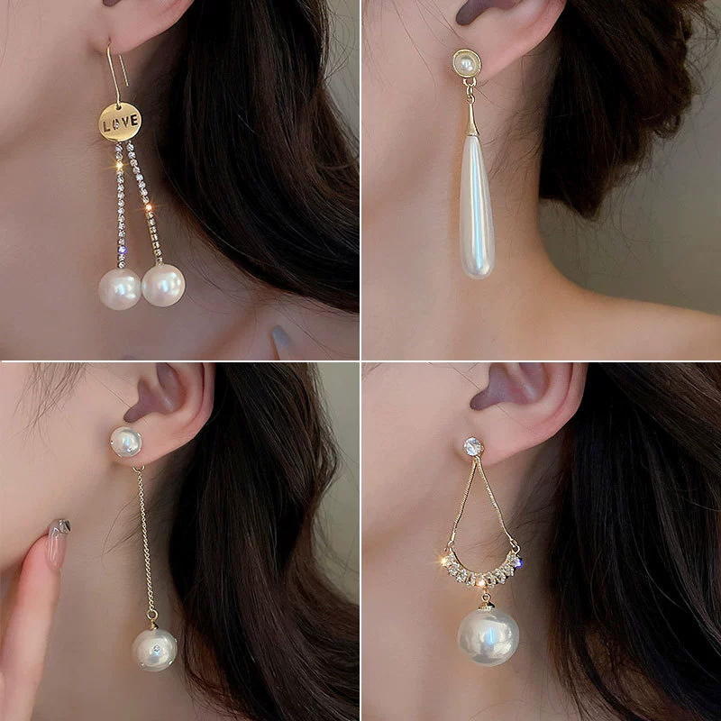 Серебряная игла из жемчуга, бусины, модные серьги в французском стиле, тренд сезона, интернет-зива, оптом