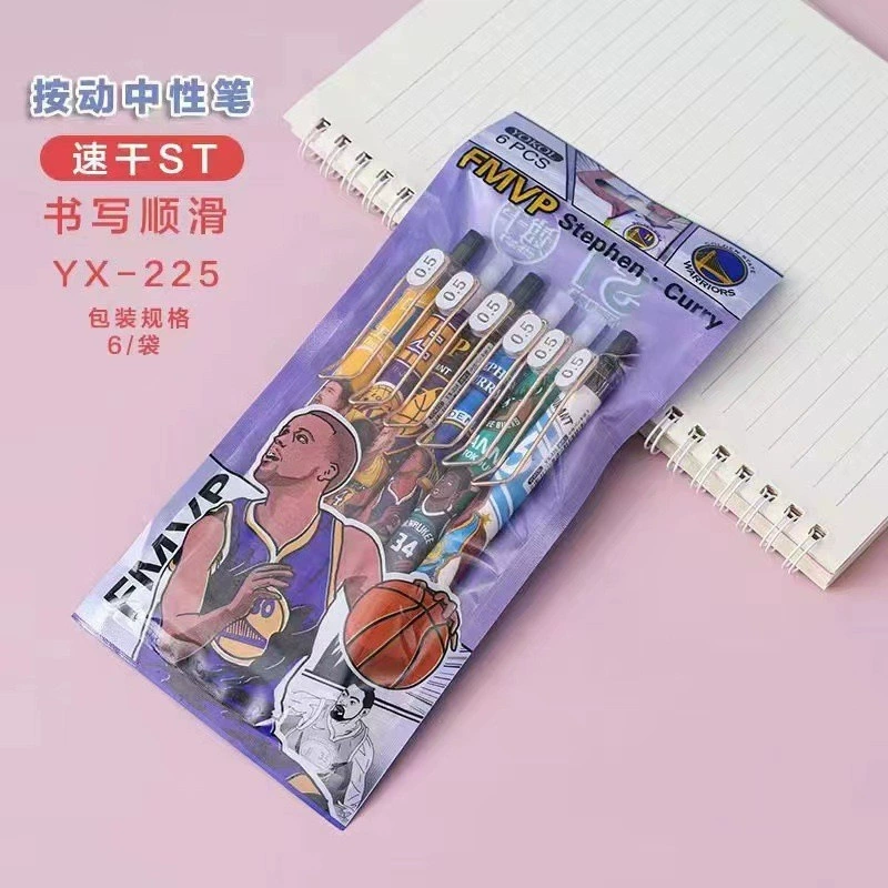 [Ручка-роллер NBA суперзвезда, нейтральная, MVP, стильная, шариковая нажимная подпись, для студентов, быстро сохнет, черная, удобна для письма]