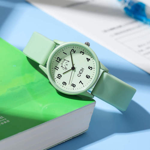Godi Candy Color Silicone Student Watch Small Cartoon Round Dial Quartz Watch Lady Waterproof Watch Wholesale