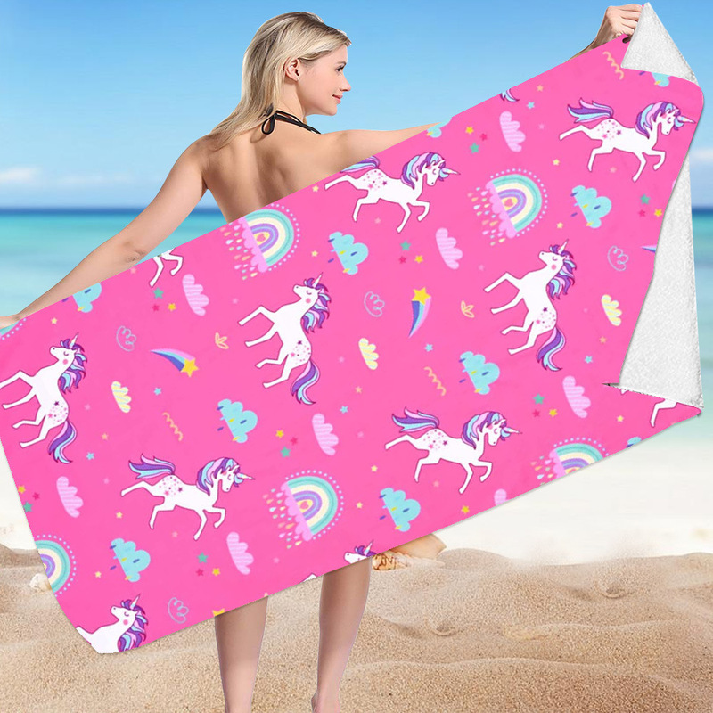 Beach Towel Cute Ins Style Unicorn Series Microfiber Double-sided Fleece Beach Towel Bath Towel Varied Beach Towel