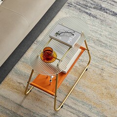 軽くて豪華な家庭用小型サイドテーブルコーヒーテーブルシンプルモダンソファB&Bガラスサイドテーブルサイドキャビネットインターネットセレブ小さなテーブル