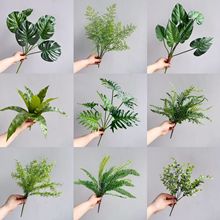 北欧仿真绿植软胶蕨类波斯叶植物 龟背 鸟巢叶龟背植物墙工程叶材