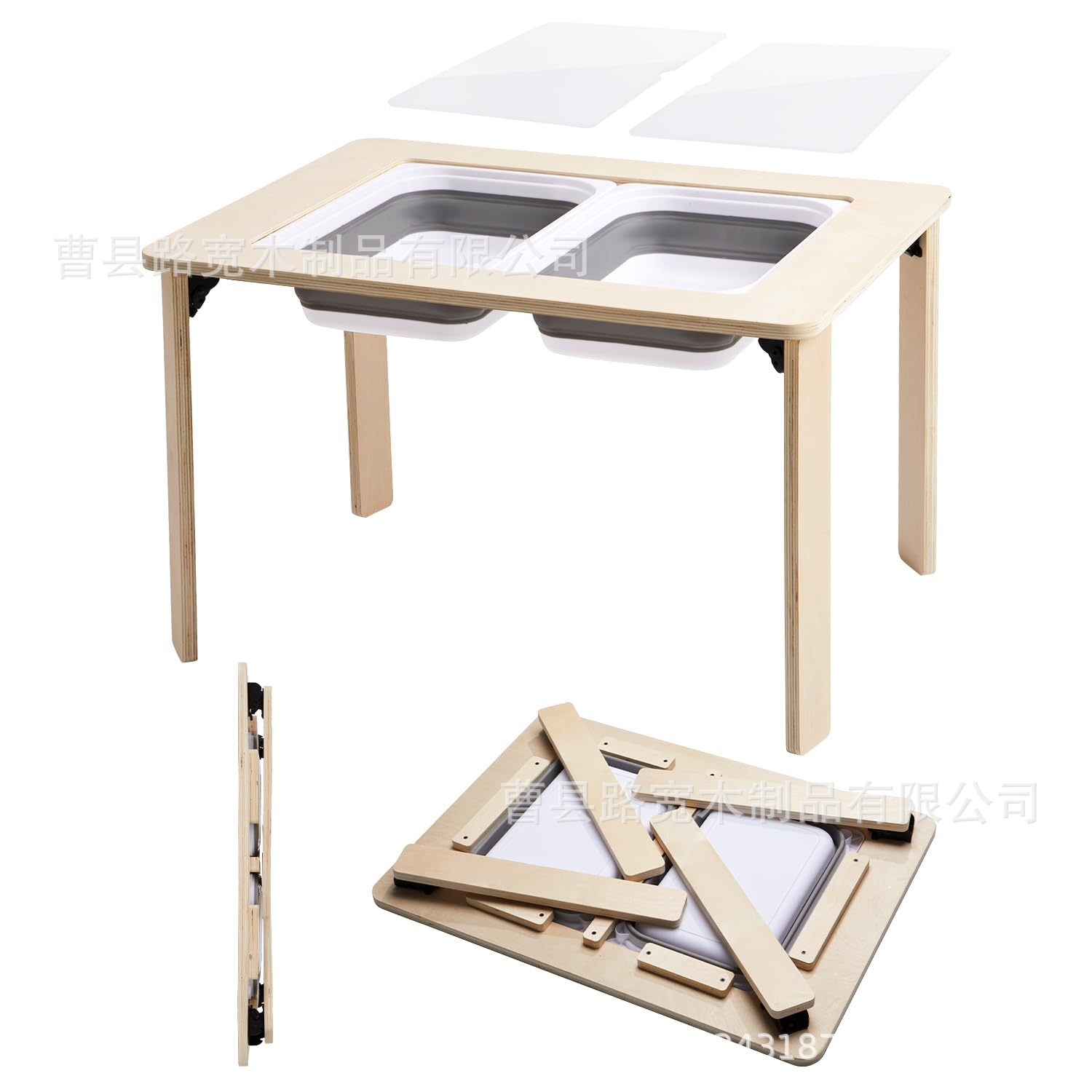 Foldable Wooden Children's Table Solid Wood Foldable Wooden Children's Sand and Water Table Foldable Wooden Children's Play Table