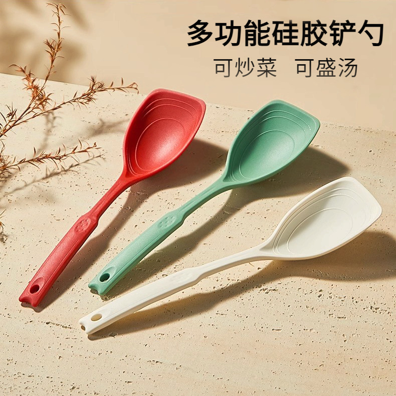 多機能シリカゲル鍋シャベルスープスプーンキッチン日用料理調理器補助食品ツールは鍋シャベルスプーンの高温調理器具にくっつかない|undefined