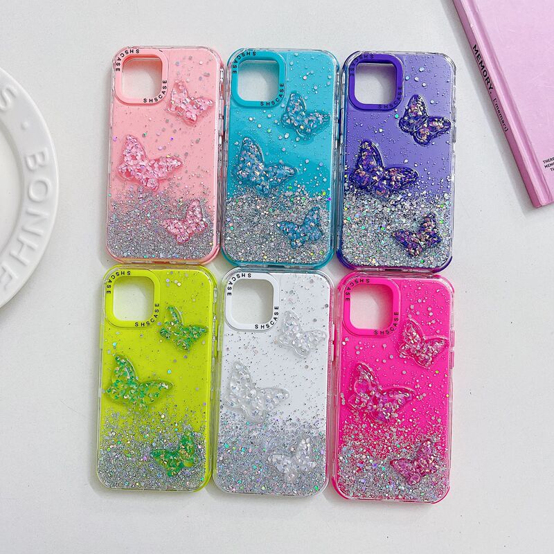 SHS New Cross-border Foreign Trade Suitable for OPPO A79 5G Butterfly Drop Glue Protective Cover Samsung A25 Phone Case