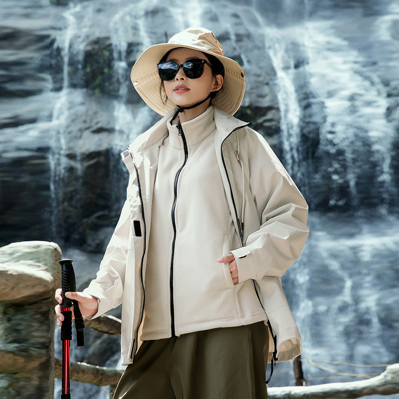 旅行刘亦菲同款户外三合一冲锋衣女防风防水旅游登山服高级感外套|undefined
