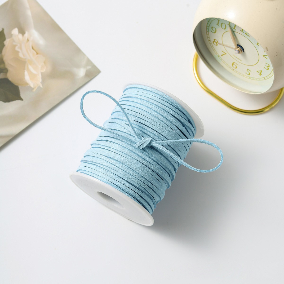 Flower Shadow lana de estilo coreano con cuerda de cuero cuerda de terciopelo de doble cara con cuerda de piel de deerskin DIY material de embalaje de flores tejidas a mano