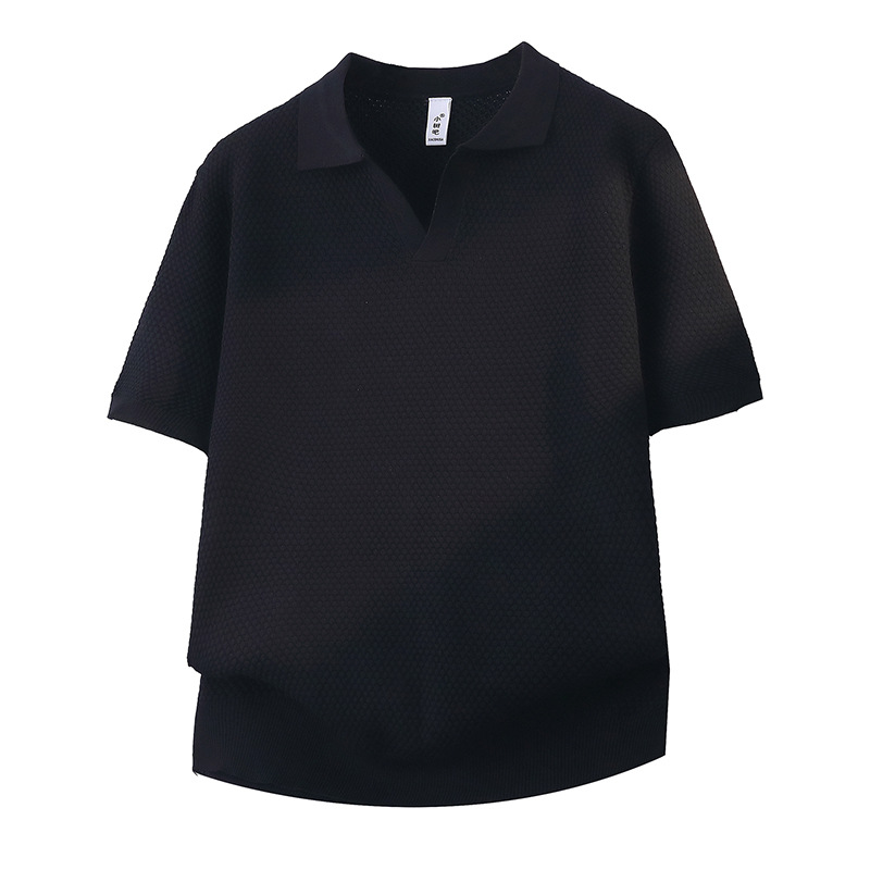 Polo camiseta de punto camiseta de manga corta hombre cuello V gaviota cuello piña estampado viejo dinero camiseta de seda de hielo fábrica de verano al por mayor