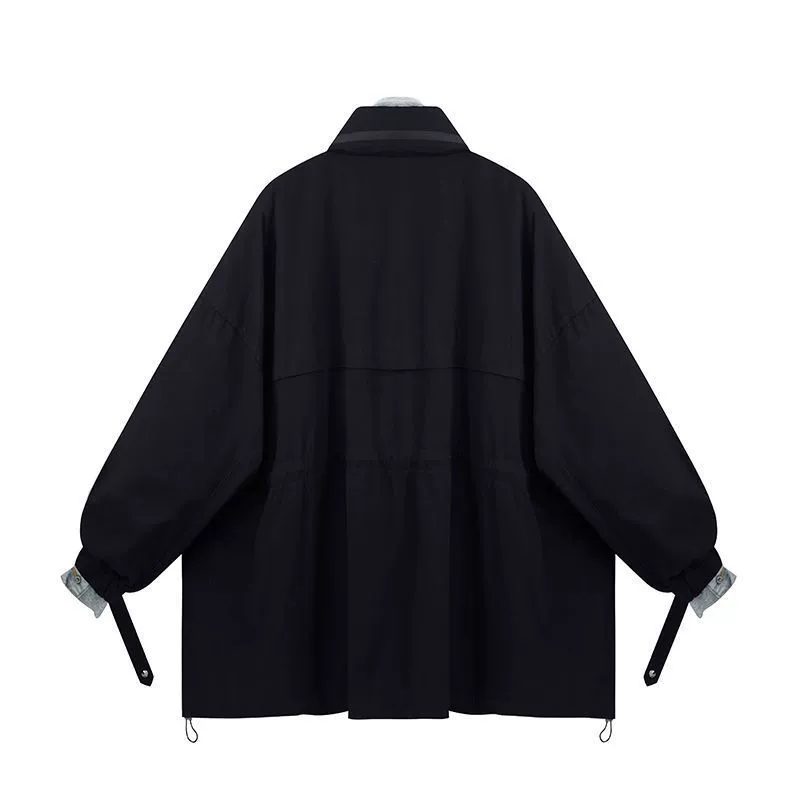 Denim set demi‑season warm jacket, oversize Korean style, layered look, S–3XL