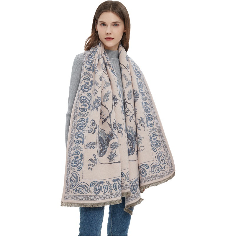Foreign Trade In-Stock Autumn and Winter Scarf, European and American Retro Style, Soft and Skin-Friendly, Premium Jacquard Paisley Pattern Scarf, Shawl, Non-Shedding