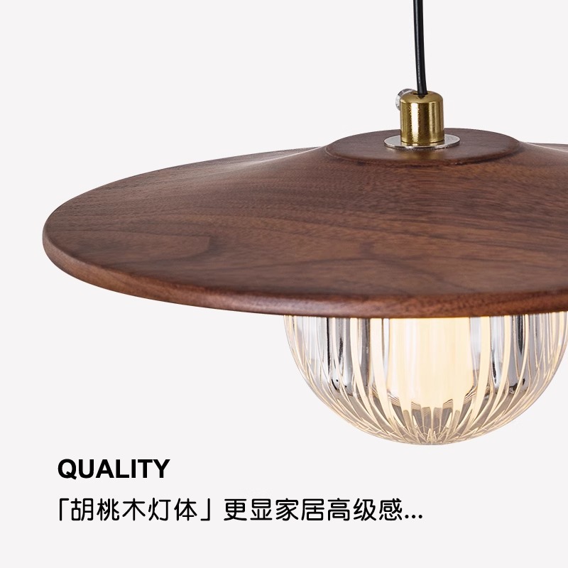 Candelabro de cabecera de dormitorio de madera maciza de estilo medio Wabi-Jifeng lámpara de nogal retro de estilo antiguo mesa de comedor de espectro completo, barra de bar, candelabro pequeño